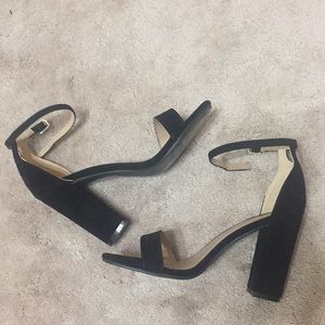 Black Suede Strappy Block Heels